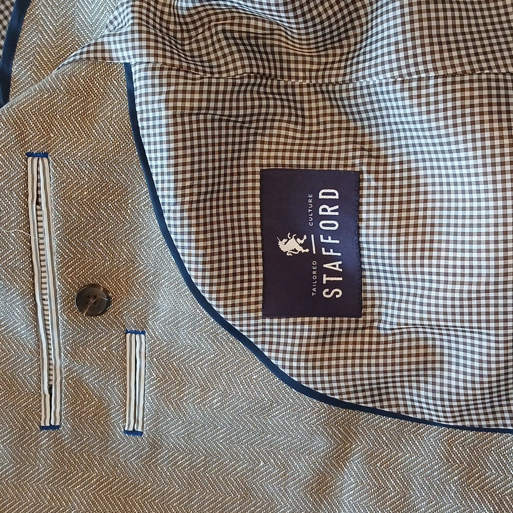 Men's Beige Staffford 44R Blazer - Picture 2 of 8